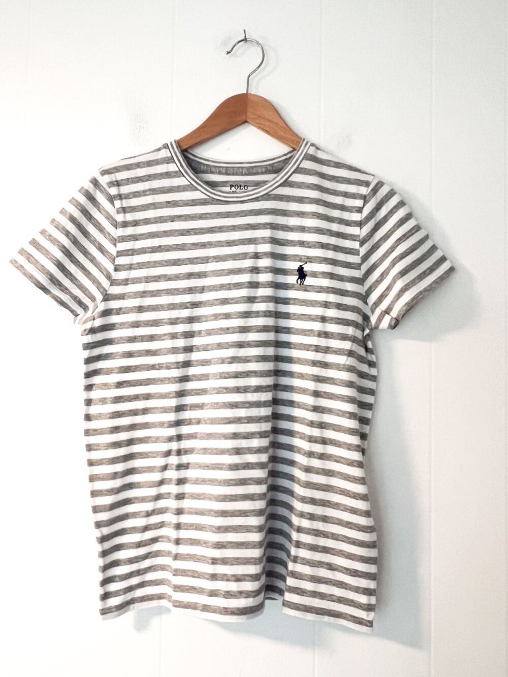 Polo by Ralph Lauren Gray & White Striped Short-Sleeve Crewneck Tee NEW - Picture 4 of 12